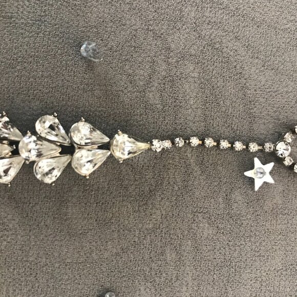 Retired, Signed Carolee Cascading, Silver Tone, Clear White Crystals - Picture 9 of 9